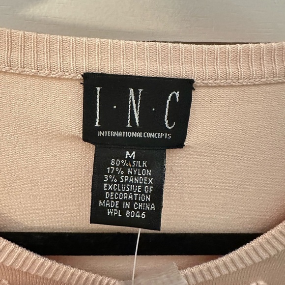 INC Vintage Deadstock Silk beaded floral crop pink woman clueless cardigan NWT M - Picture 3 of 14